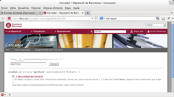 Error al cercador DIBA Error al cercador de DIBA, que no tracta correctament la ela geminada